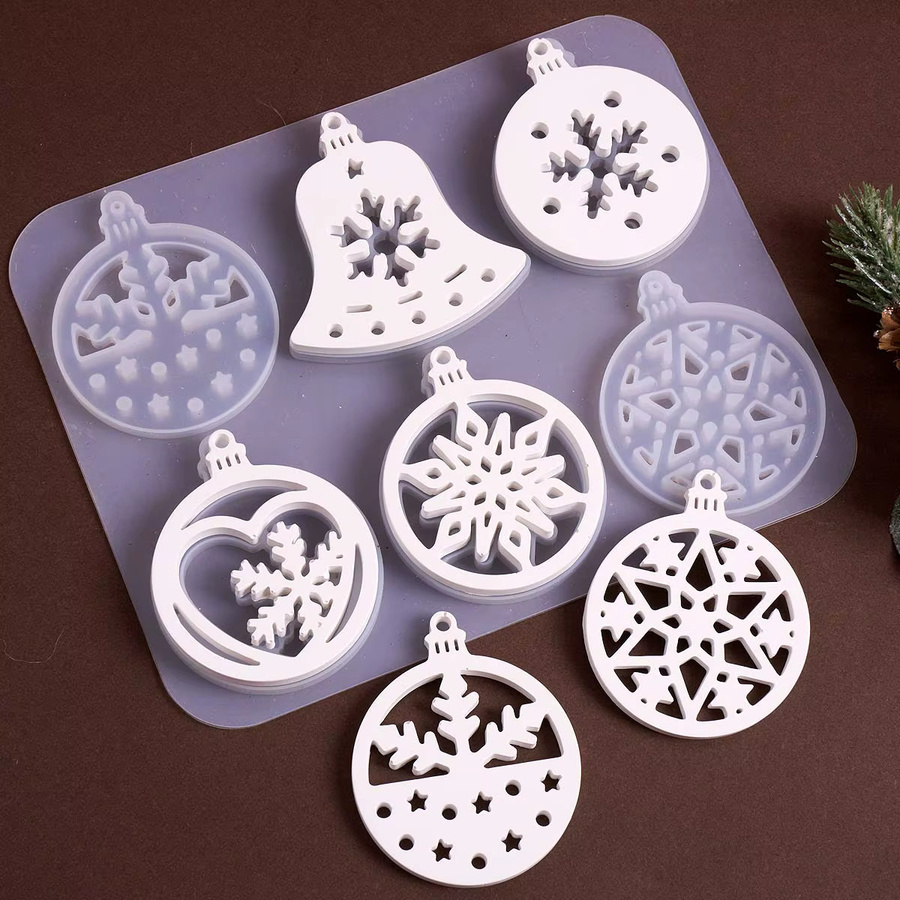 UDOCOOL Silikonform für Weihnachtsbaum und Schneeflocken zur DIY-Gestaltung von Gips, Harz und Schmuckanhängern - Bild 4