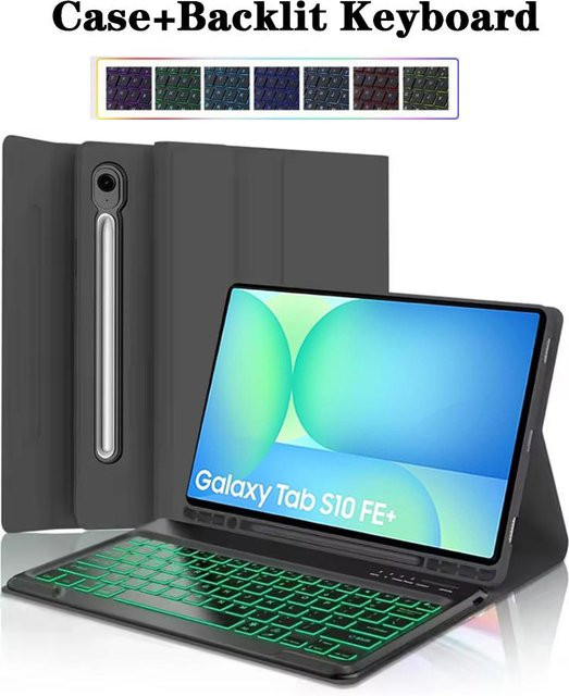 Samsung Galaxy Tab S10 FE Plus 13,1 Zoll Hülle mit abnehmbarer Tastaturabdeckung in Schwarz - Bild 1