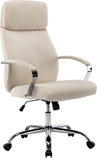 TPFLiving Bürostuhl Fargo XL Stoff in Beige mit Armlehnen und Rollen für Home Office und Büro, B/T/H: 64 x 69 x 123 cm - Bild 1