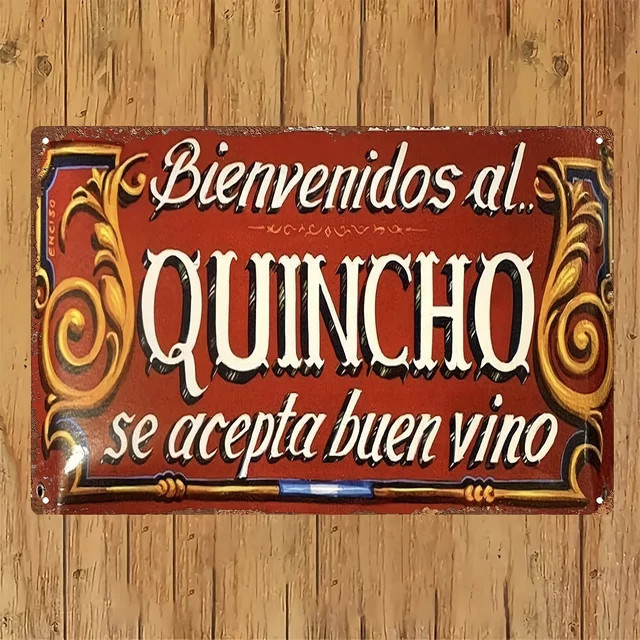 Potdemiel Vintage-Metallschild Bienvenidos al Quincho runde Wanddekoration aus Eisen im Retro-Stil B/H: 30 x 20 cm - Bild 1