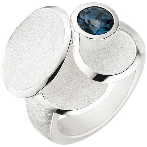 Colfem Ring 925 Sterling Silber, matt, Blautopas, Damen, Ringgröße 50 - Bild 1