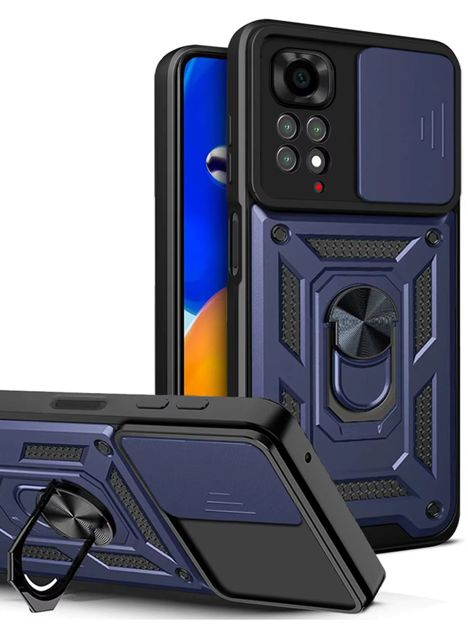 Xiaomi Armor Schutzhülle für Redmi Note 11 Pro Plus 5G und Redmi Note 11 Pro 4G 5G mit Kamera-Schutz und Auto-Halterung in Schwarz und Rot - Bild 7