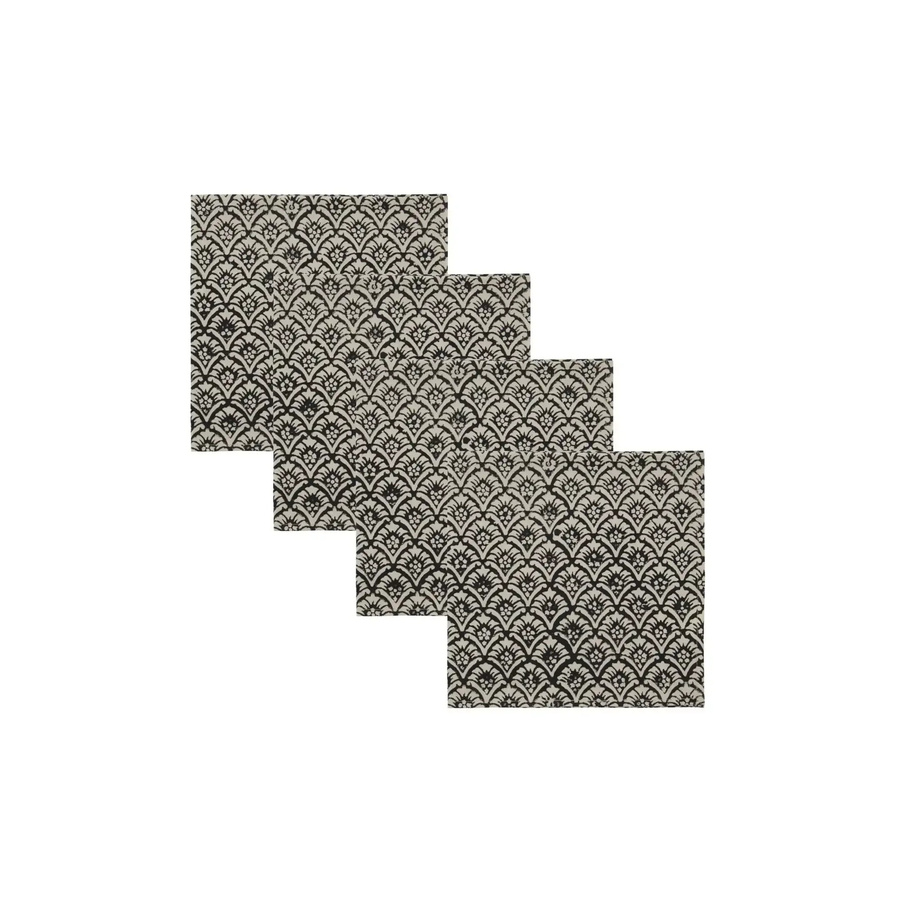 House Doctor Join Servietten Schwarz aus Baumwolle, 4 Stück, B: 40,0 cm x B: 40,0 cm - Bild 1