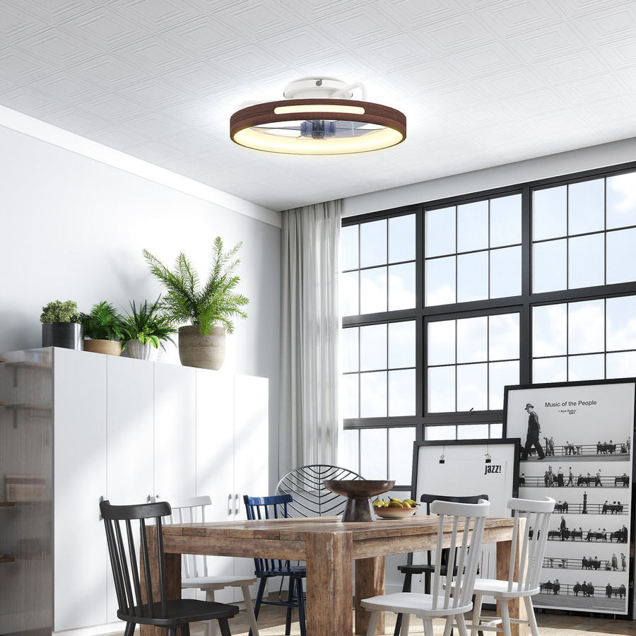 HOMCOM Deckenventilator mit LED-Licht in Teak, reversibler DC-Motor, leiser Ventilator mit Fernbedienung, 6 Geschwindigkeiten, 3 Lichtfarben und Timer, Durchmesser: 49 cm - Bild 2