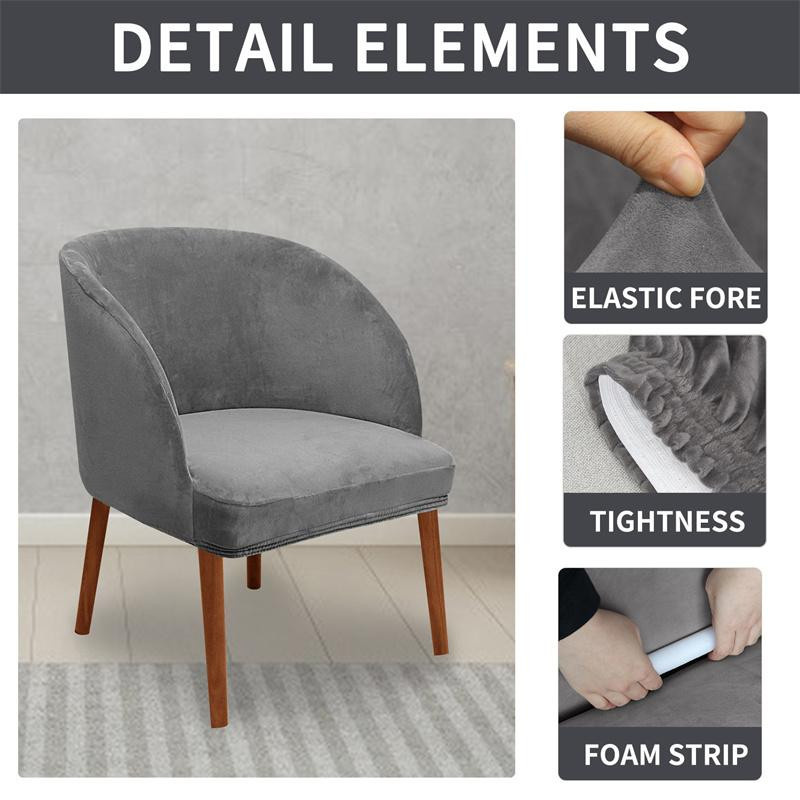 Yiran Furniture Elastischer Samt-Sesselbezug in Grau für Ohrensessel und Esszimmerstühle - Bild 2