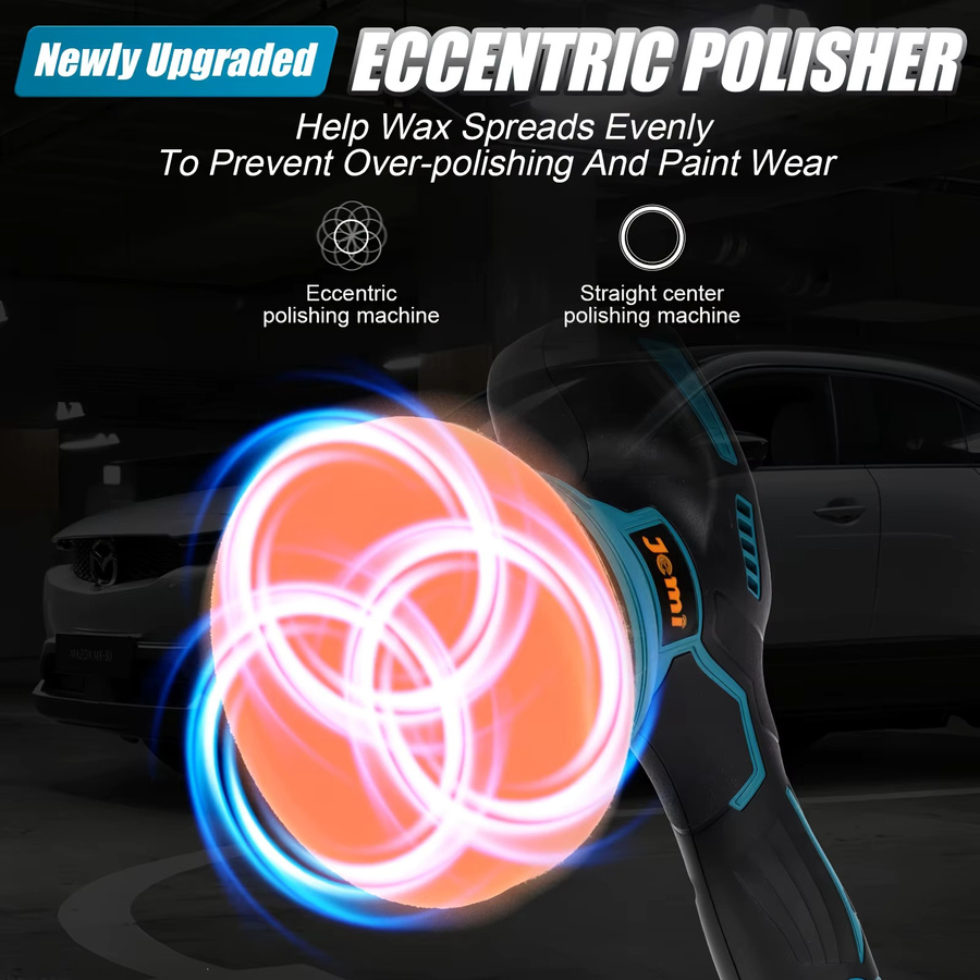 Jemi Tool 6-Zoll Akku-Poliermaschine mit Polierpad-Zubehör zum Reinigen, Polieren und Schleifen - Bild 6