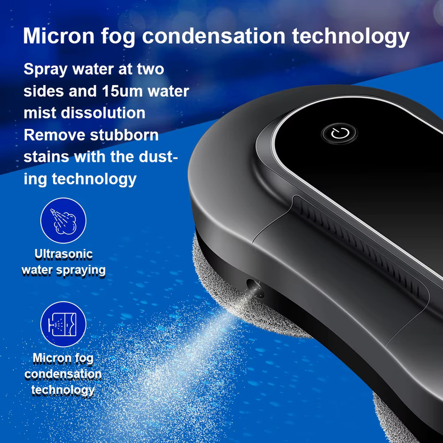 Liectroux YW810 Fensterputzroboter in Schwarz mit doppelter Wassersprühfunktion, Lasersensor, AI-Navigation und App-Steuerung - Bild 3