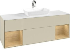 V&B Waschtischunterschrank Finion in Weiß und Grau lackiert, Breite: 160 cm, Tiefe: 50,1 cm, Höhe: 50,1 cm - Bild 1