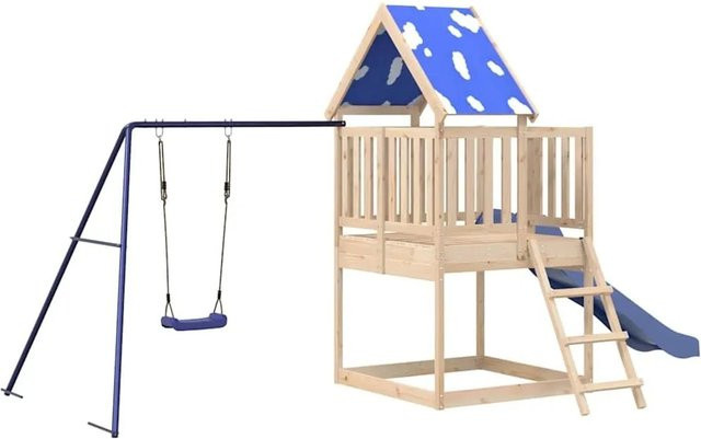 vidaXL Spielturm aus Massivholz Kiefer in Blau - Bild 1