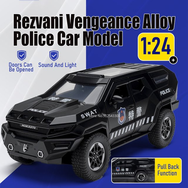 RMZ City Rezvani Vengeance Sword Toothed Tiger Gepanzertes Auto-Modell, 1:24, Schwarz - Bild 1