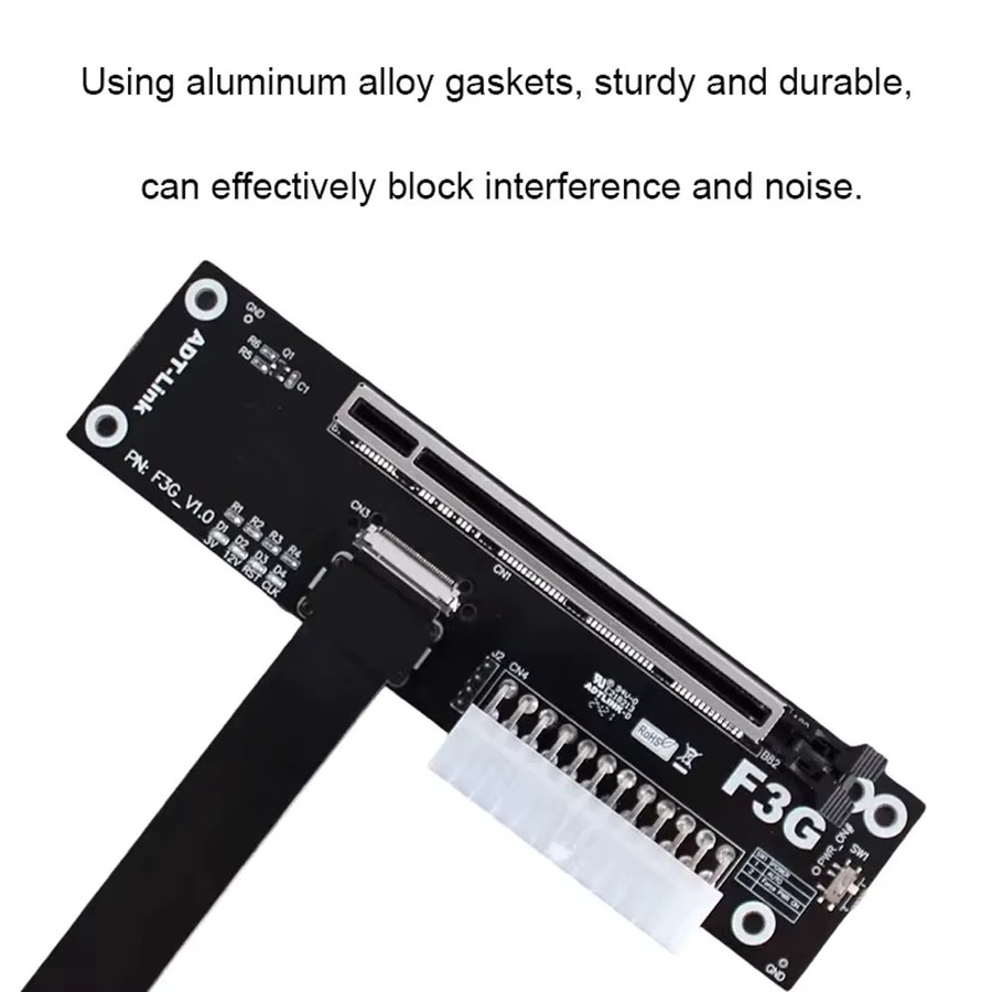 ADT-Link EGPU M.2 NVMe M-Key GPU-Dock PCIe 5.0 X16 Hochgeschwindigkeits-Externe Videografikkarte für F3G Notebook PC Laptop ITX STX Intel NUC, Schwarz - Bild 2