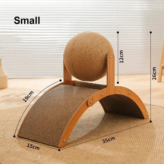 2 in 1 Katzenkratzball aus Kiefernholz und Sisal in Braun - Bild 1