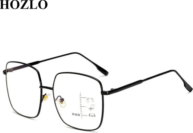 HOZLO Lesebrille, quadratisch, Vollrand, Metall, Unisex, schwarz - Bild 1