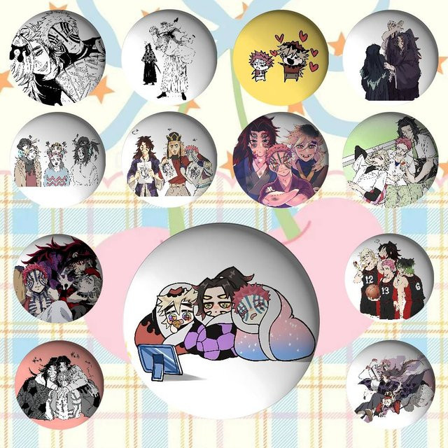 Douma Akaza Kokushibo Abzeichen, Weißblech Soft Button Pin Brosche, Metall - Bild 1