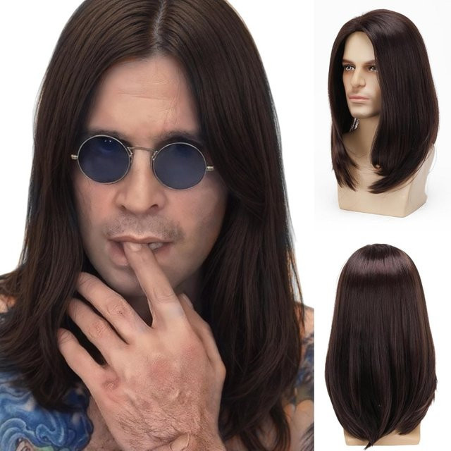 Suri Hair Herrenperücke, lange gerade Perücke, Dunkelbraun - Bild 1
