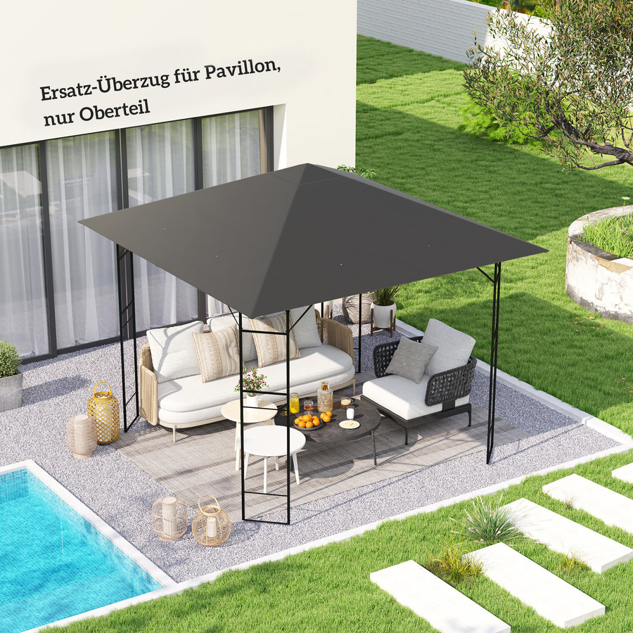Outsunny Ersatzdach für Gartenpavillon aus wasserabweisendem Oxford-Stoff, Grau, B/T: 3 x 3 m - Bild 2