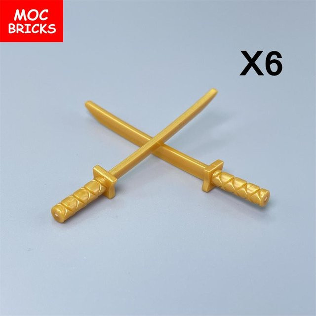 Yiran Toy Ninja Katana Schwert Bausteine Zubehör 12-teiliges Set goldgelb - Bild 1