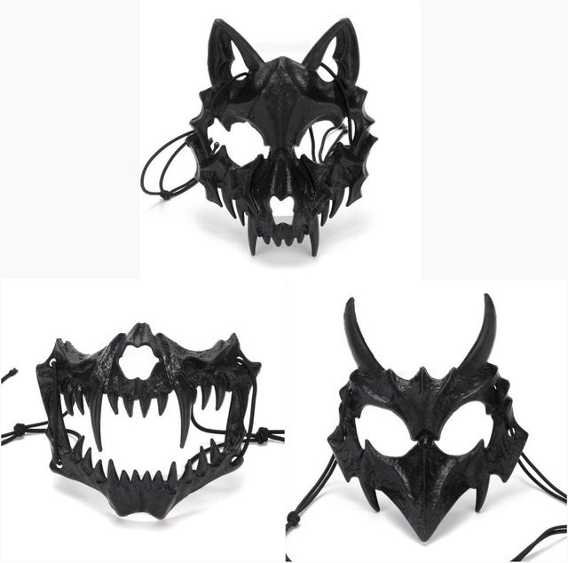 Halloween-Maske, Halbmaske, Schwarz, Harz - Bild 1