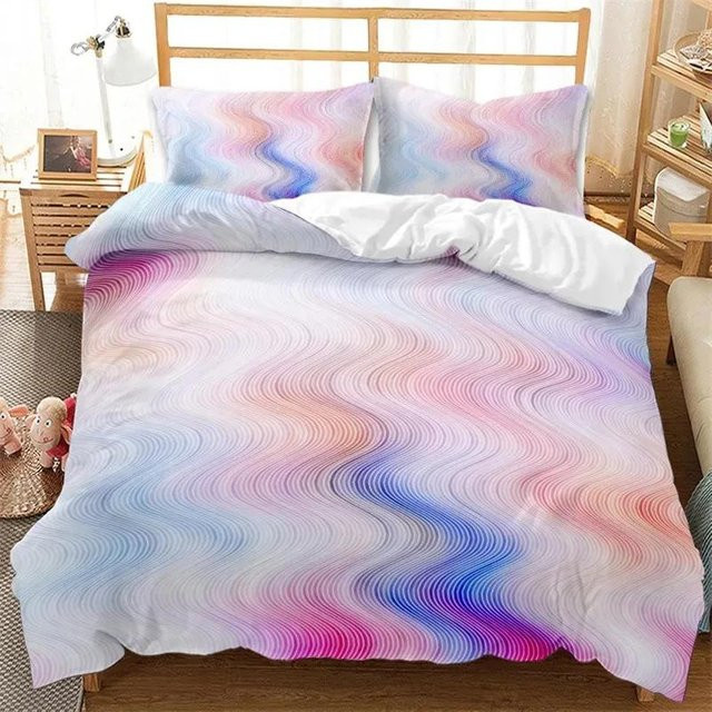 JMG Household Supplies Bettwäsche-Set aus Mikrofaser mit abstraktem Marmor-Design und geometrischen Mustern in Blau, B/H: 135 x 200 cm - Bild 1