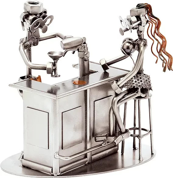 Schraubenmännchen Hinz & Kunst Wirt und Gast an der Bar aus Metall in Silber - Bild 1
