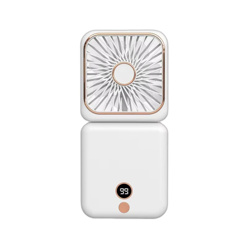 WITZIO 3-in-1 Mini-Ventilator in Pink mit Powerbank und faltbarem Spiegel als Handventilator oder Halsventilator - Bild 2