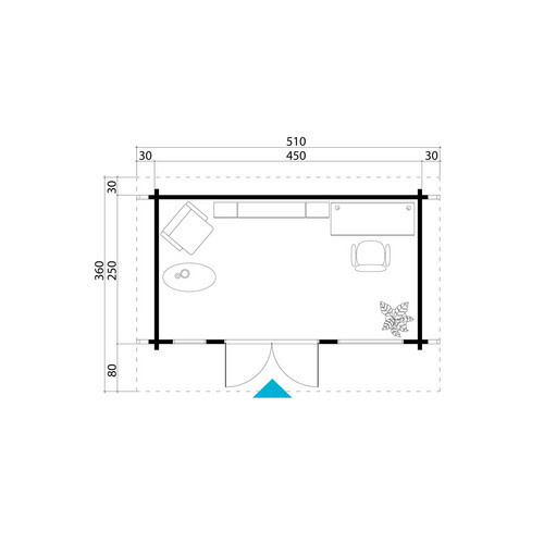 Lasita Blockbohlenhaus Dorset Gartenhaus in Grün-Grau lasiert B/H/T: 510 x 238,95 x 360 cm - Bild 3