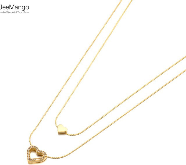 JeeMango Halskette, Edelstahl, Gold, Zirkonia, Herz-Anhänger, Damen - Bild 1