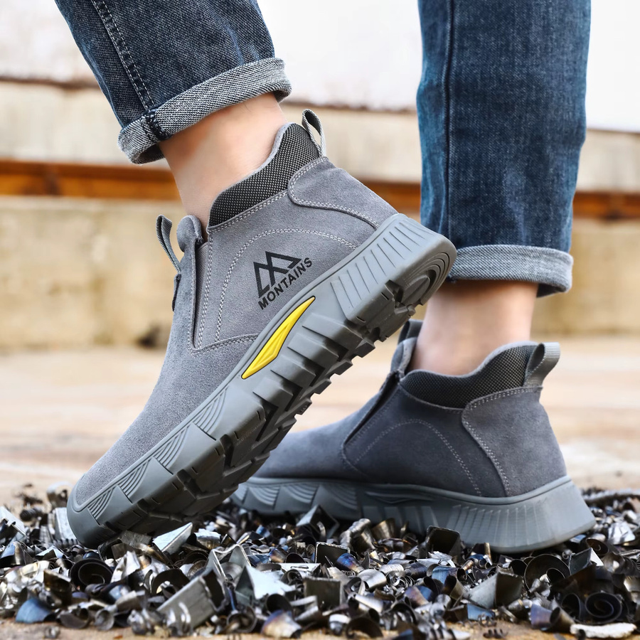 QUELERK Sicherheitsschuhe für Männer in Grau mit Stahlkappe und Durchtrittschutz im Sneaker-Design - Bild 3