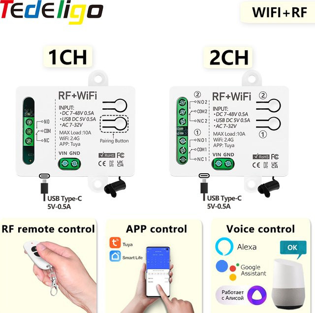 Tuya WiFi Smart Switch Modul für Alexa und Google Home zur Steuerung von Lampen und Motoren - Bild 1