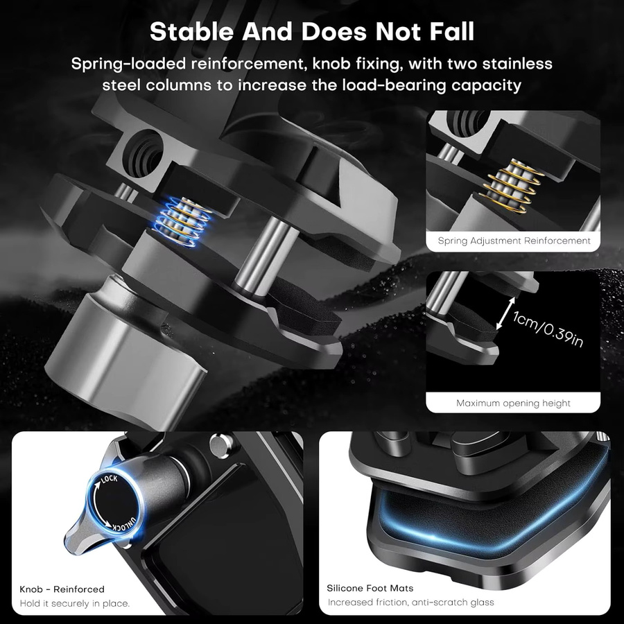 Motorrad-Windschutzscheibenhalterung aus Aluminiumlegierung für GoPro Hero 13, 12 und 11 in Schwarz - Bild 6