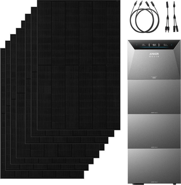 Anker Solix 4000W PV Komplettset mit Solarbank E5000 Pro und 3 BP5000 Erweiterungsakkus in Schwarz - Bild 1