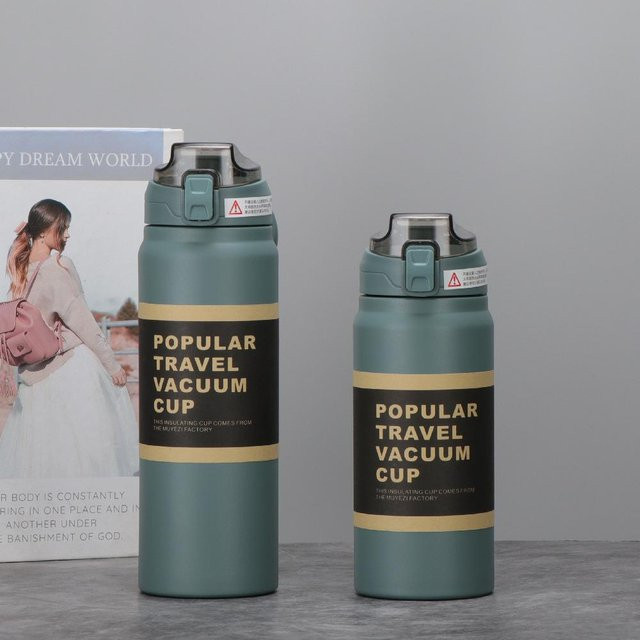 Yiran Furniture Thermosbecher aus Edelstahl mit Klappdeckel und Strohhalm, Sportkanne für den Außenbereich, 720ml, verschiedene Farben verfügbar - Bild 1