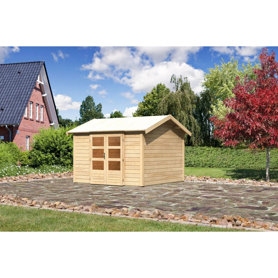 Karibu Holz-Gartenhaus Timra mit Satteldach in Braun, B/T: 300 x 300 cm - Bild 2