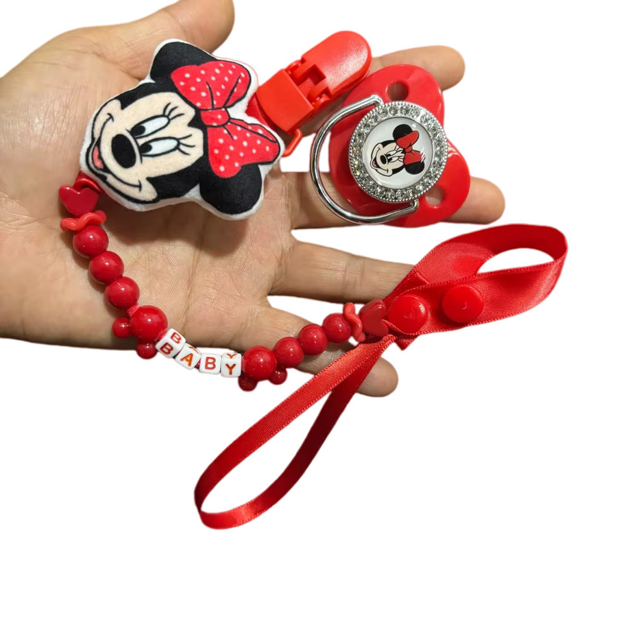 Personalisierter Disney Schnullerhalter aus Silikon in Rot mit individuellem Namen für Neugeborene - Bild 3