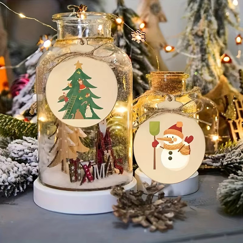 Runde Holzanhänger in Beige für DIY-Malerei und Weihnachtsdekoration - Bild 3