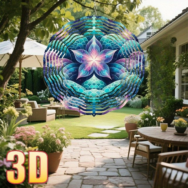 CIFBUY Garten-Windspinner Mandala aus Metall in Bunt, Hängendes Ornament für den Außenbereich, Durchmesser: 25,4 cm - Bild 1
