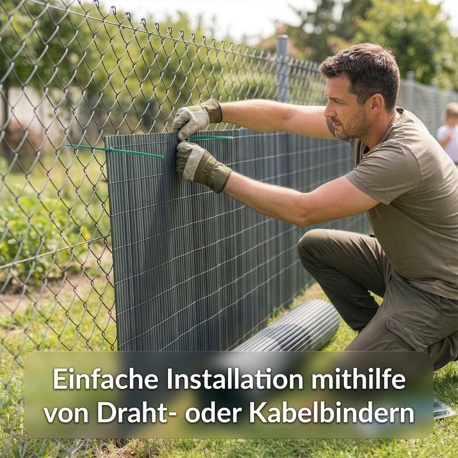 FLOORDIREKT PVC Sichtschutzzaun in Grau, Matte Sichtschutzmatte für Balkon, Terrasse und Garten, B/H: 100 x 300 cm - Bild 3