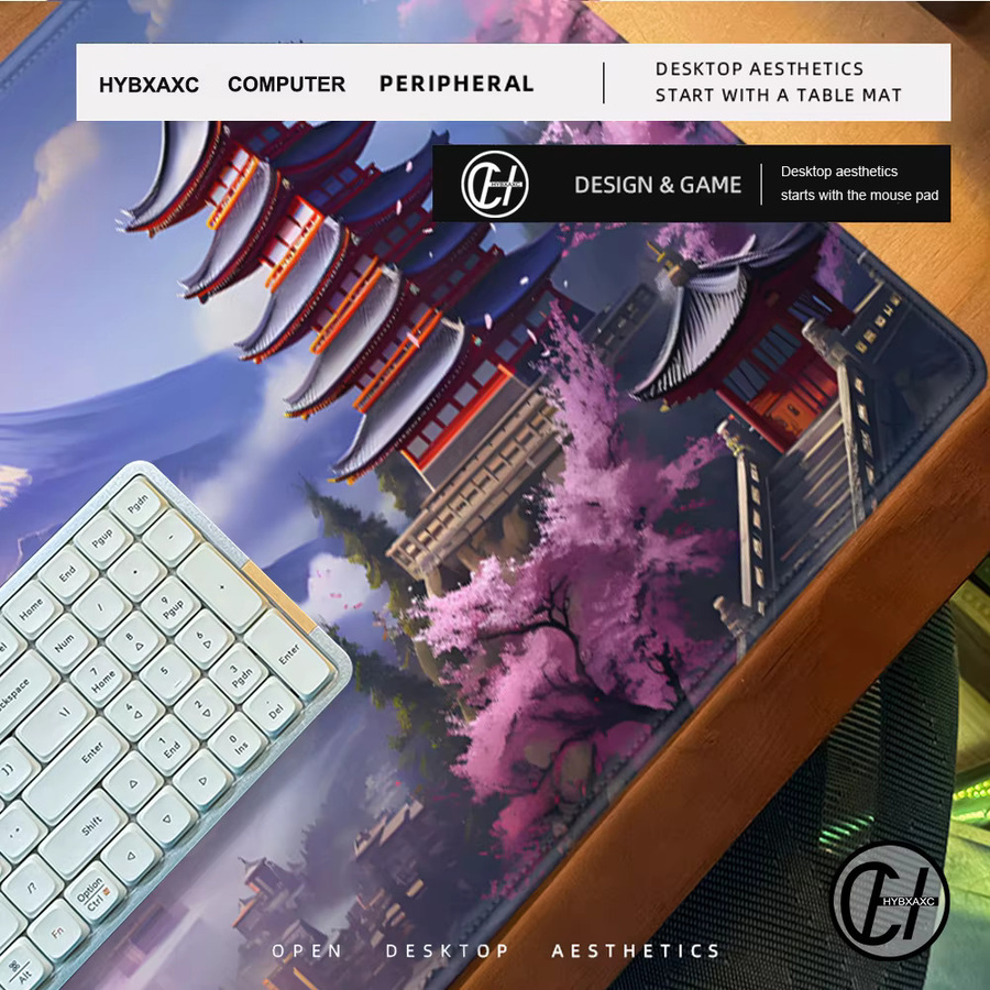 HYBXAXC Gaming-Mauspad mit Japan Scenic Mount Fuji Pagode Print, Schreibtischunterlage aus Gummi in Multicolour - Bild 5