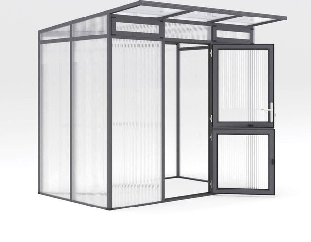 KGT Gewächshaus Santini II small in Anthrazit-Grau mit 3,5 m² Fläche, Pultdach und Polycarbonat-Verglasung - Bild 1