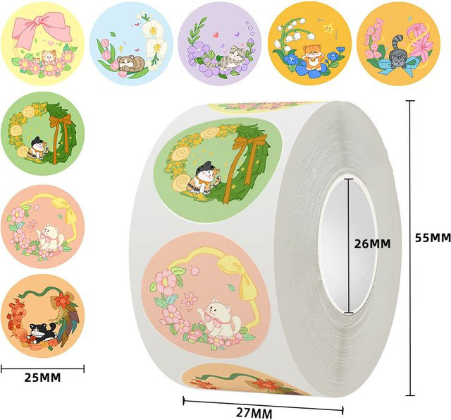 500 Stück TYFYO Kaninchen-Aufkleber in Multicolor für Kinder, Durchmesser: 2,5 cm - Bild 1