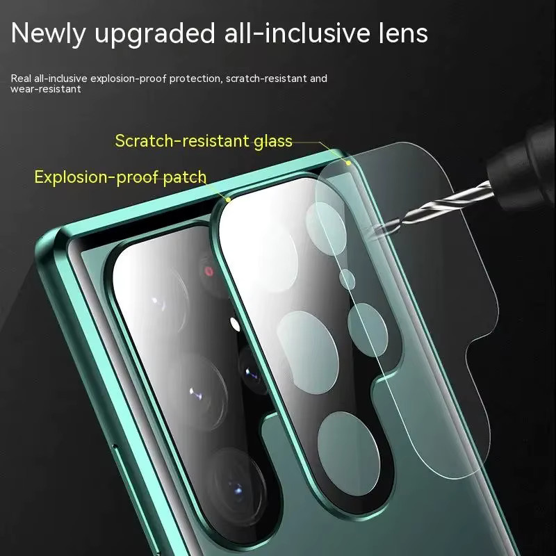 Metall-Magnetgehäuse für Samsung Galaxy S26 S25 S24 S23 Ultra Plus mit 360 Grad Rundumschutz, Bildschirmglas und Kameraschutz in Silber oder Grün - Bild 3