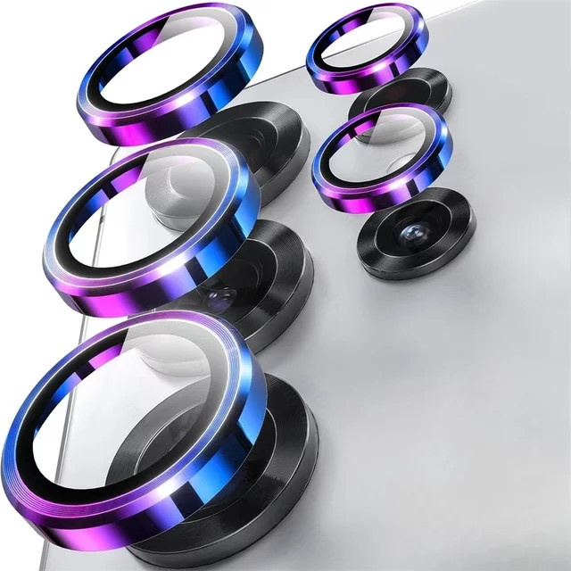 Bunter transparenter Metall-Linsenring-Schutz für Samsung Galaxy S26 Edge S25 S24 Ultra A16 A15 A35 A55 Z Fold 7 9D Kamera-Glasfolie in Blau - Bild 1