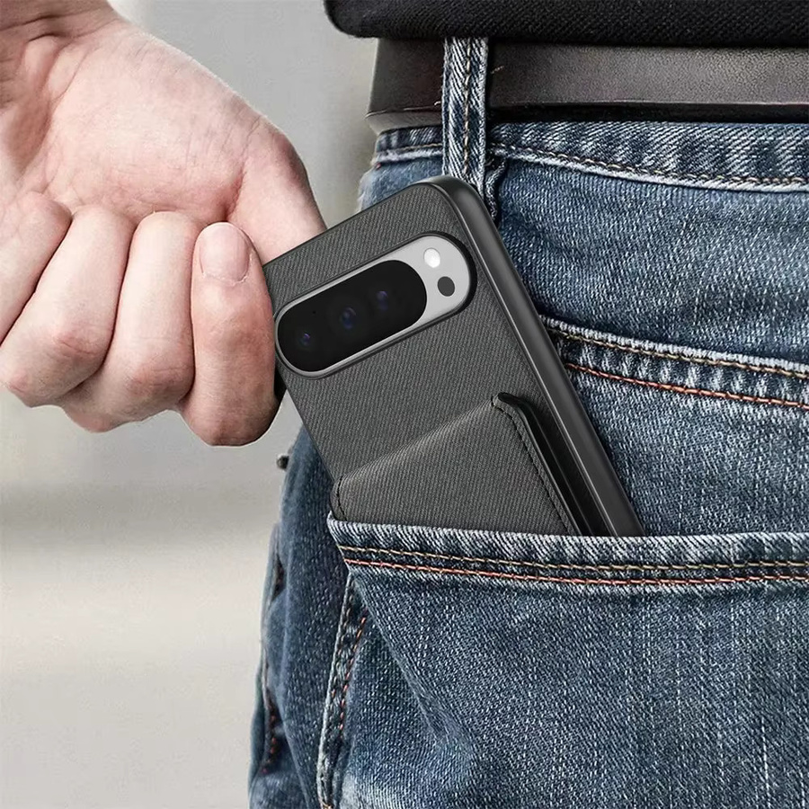 RFID Leder Kartenhalter und Handyhülle für Google Pixel 10 Pro XL 5G, Pixel 9 Pro XL und Pixel 9A in Schwarz - Bild 6