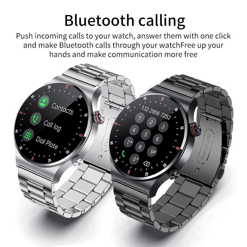 LIGE Smartwatch, Bluetooth, Lederarmband, Schwarz, Herren - Bild 6