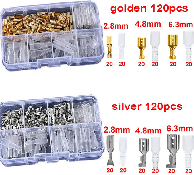 120-teiliges Gold-Silber-Docking-Anschlusskabel Set mit Federeinsatz und Mantel-Anschluss, männlich und weiblich, Anschlusskasten - Bild 1