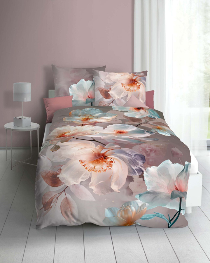 Kaeppel Bettwäsche Mother of Pearl 557 Mako-Satin aus Baumwolle mit floralem Design in Multicolour, B/H: 135 x 200 cm und 80 x 80 cm - Bild 1