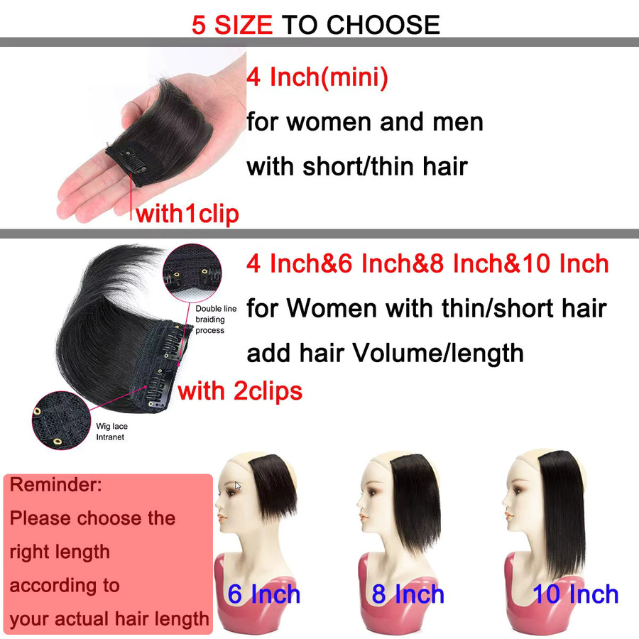 VADES Echthaar-Haarteile zum Anklipsen, 2 Stück, Unisex - Bild 2