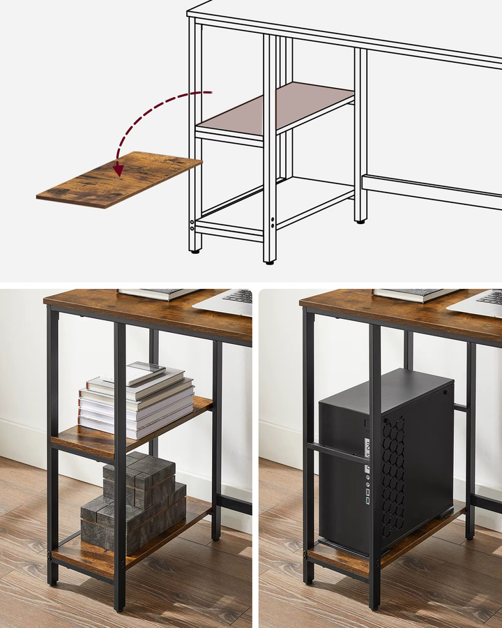 VASAGLE Computertisch in modernem Design für Home Office, Wohnzimmer oder Schlafzimmer, Schwarz-Braun - Bild 3
