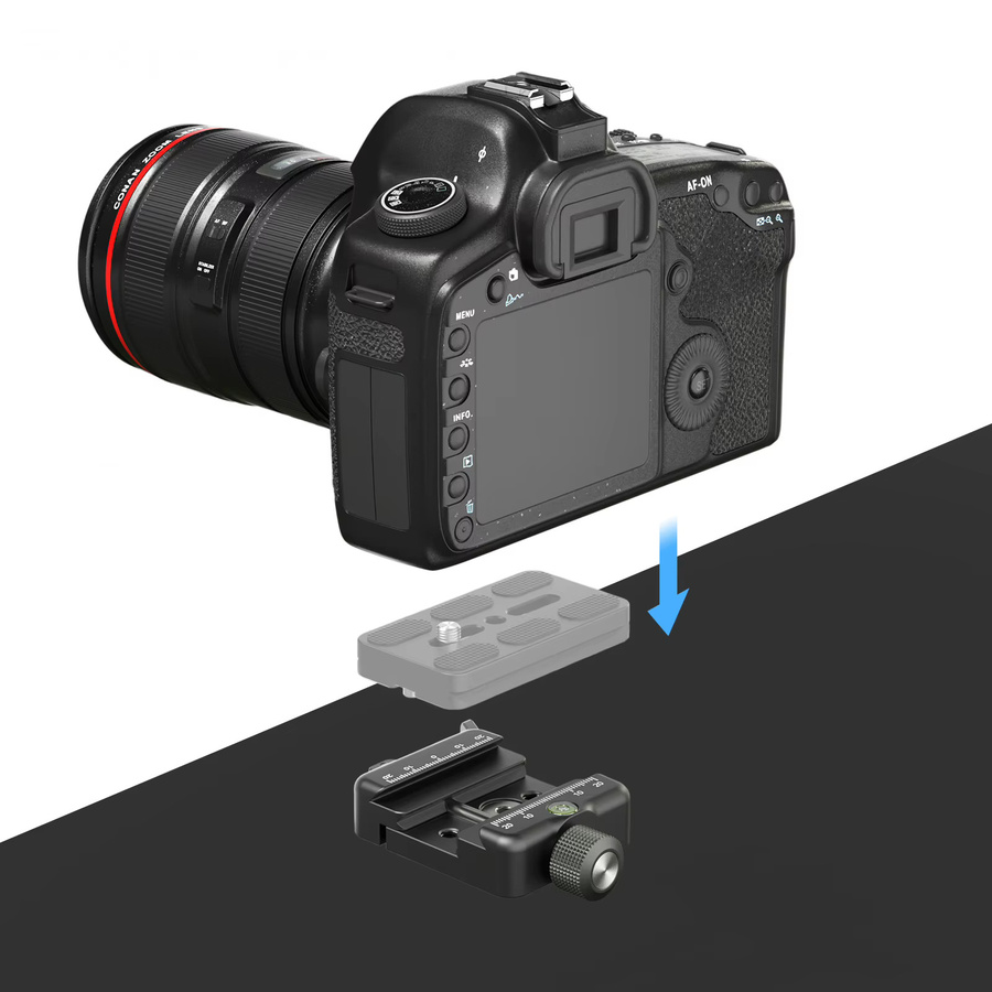 WEYLLAN Schnellspanner Arca Swiss Klemme für Stativ und Kugelkopf mit Picatinny-Adapter, Schwarz - Bild 2