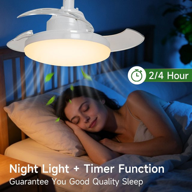 LANGYUE Moderner unsichtbarer Deckenventilator mit LED-Licht und Fernbedienung in Weiß - Bild 1